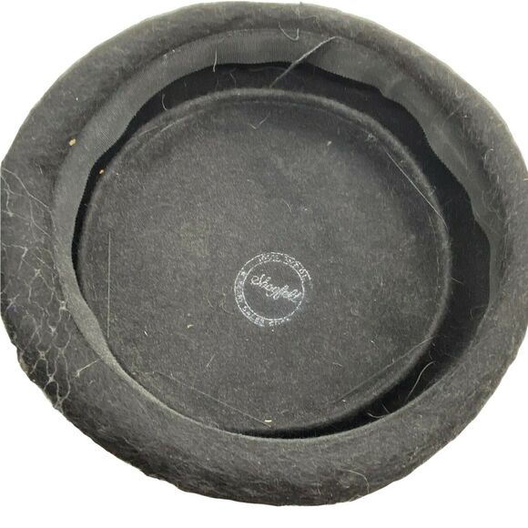 Pillbox Classic Hat Vintage 1950s Shagfelt Womens Black Felted Fur Fitted Retro - Picture 9 of 16